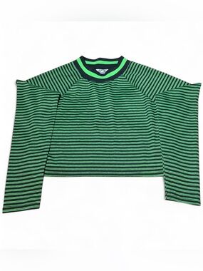 Future Collective Kahlana Barfield Brown Green Black Striped Boxy Baby Tee Top S